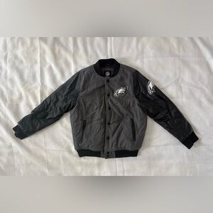 Philadelphia Eagles Youth M Gray and Black leather Eagles Jacket